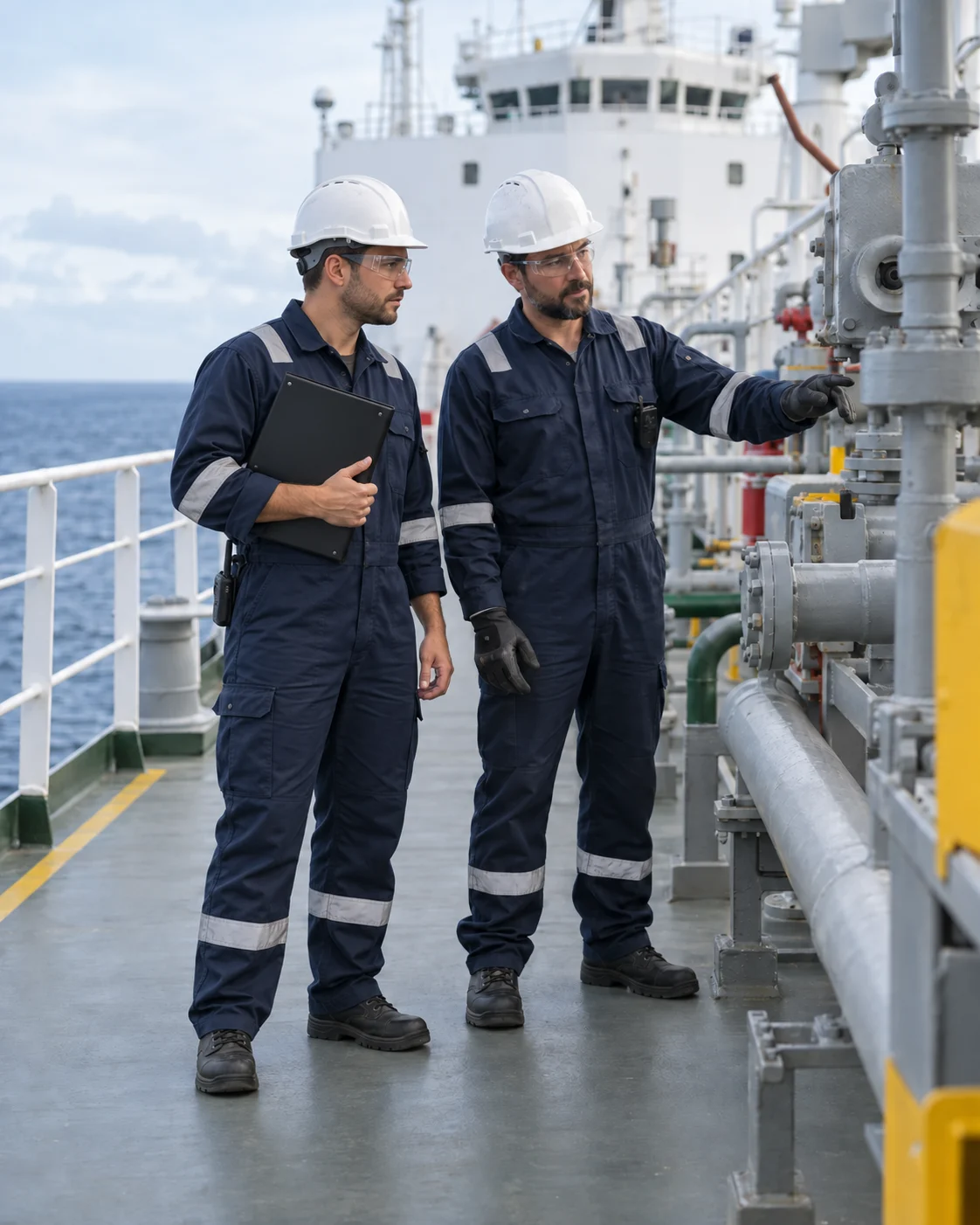 Illustration of crew members carrying out a deck safety inspection